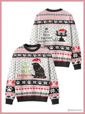 Ugly Christmas Sweater Funny Knit Pullover Crew Neck Long Sleeve Acrylic